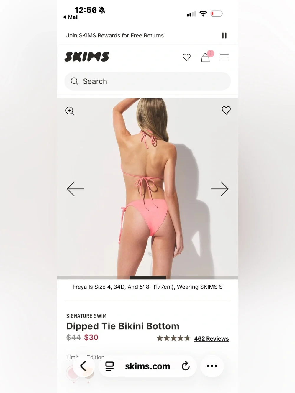 SKIMS Ultimate Push-Up Tie Back Bikini Top — Coral Pink